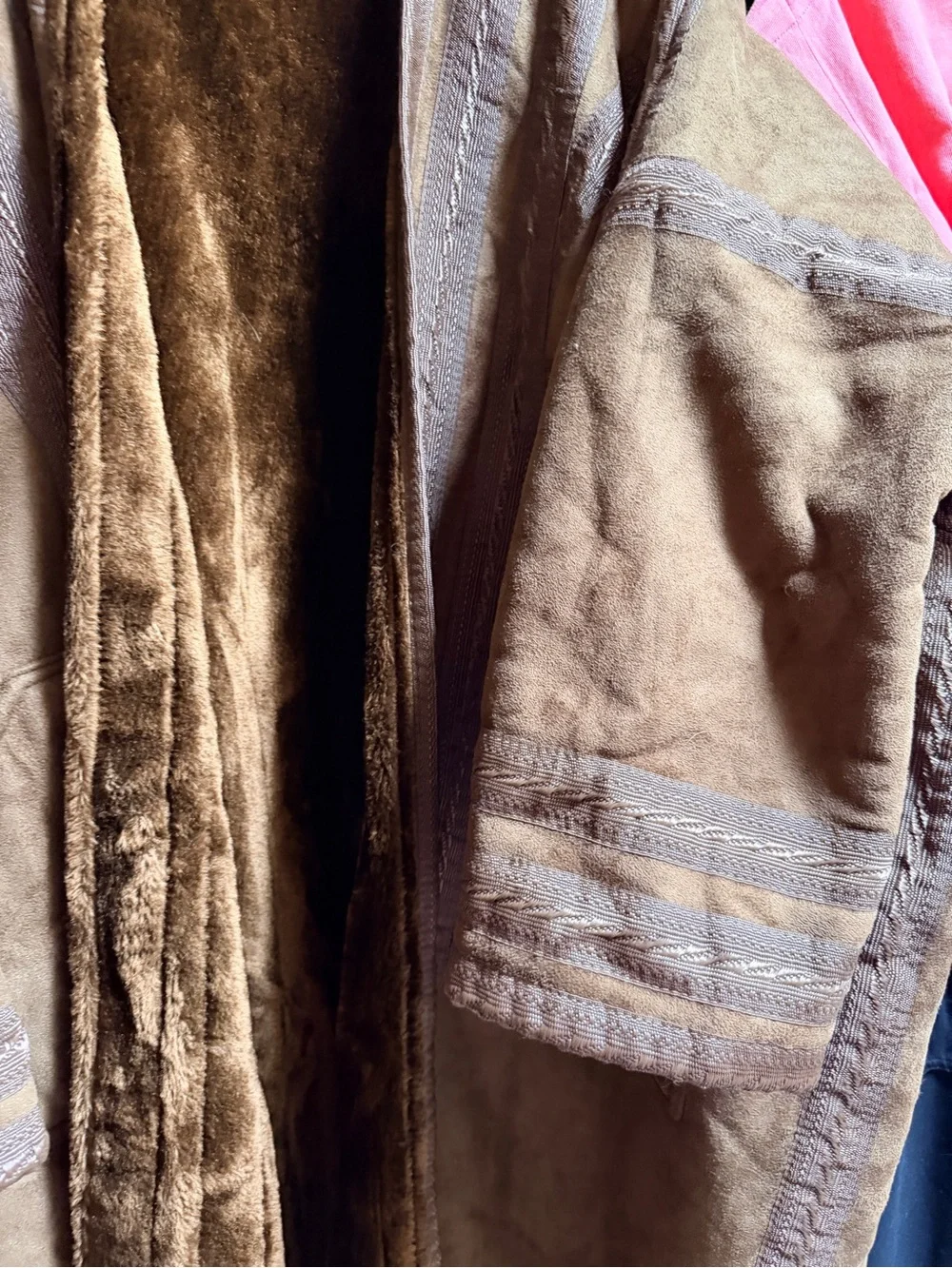 Middle east winter coat Brown Faux-Suede Long Coat with Plush Lining from DUBAI